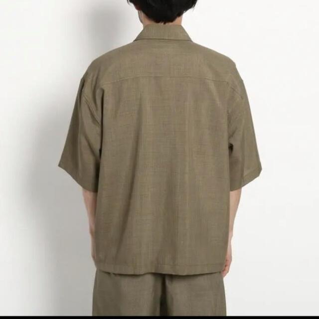 リネンタッチシャンブレー ビッグシルエット 半袖ジップシャツ   L < 男性ファッション  リネンタッチシャンブレー ビッグシルエット 半袖ジップシャツ   L < 男性ファッションの