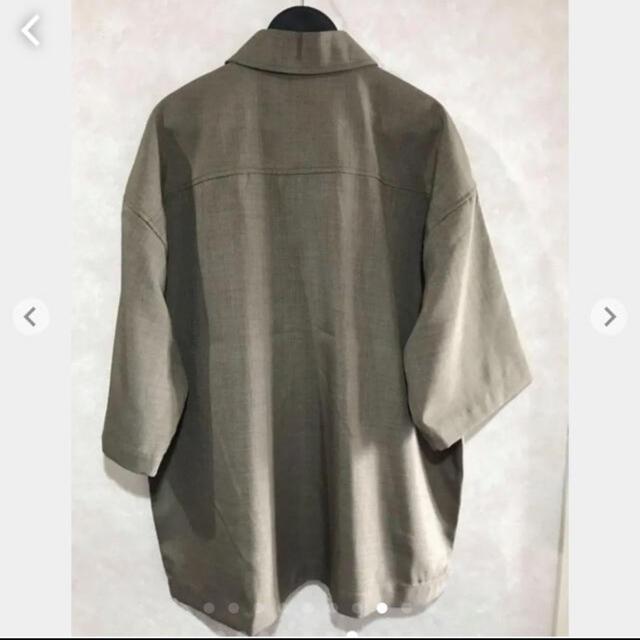 リネンタッチシャンブレー ビッグシルエット 半袖ジップシャツ   L < 男性ファッション  リネンタッチシャンブレー ビッグシルエット 半袖ジップシャツ   L < 男性ファッションの