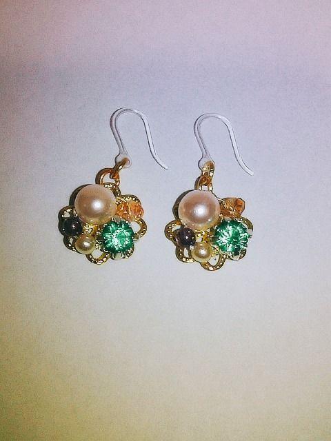 お花グリーンダイヤパールチェコパープルローズスワロ樹脂フック < 女性アクセサリー/時計  お花グリーンダイヤパールチェコパープルローズスワロ樹脂フック < 女性アクセサリー/時計の