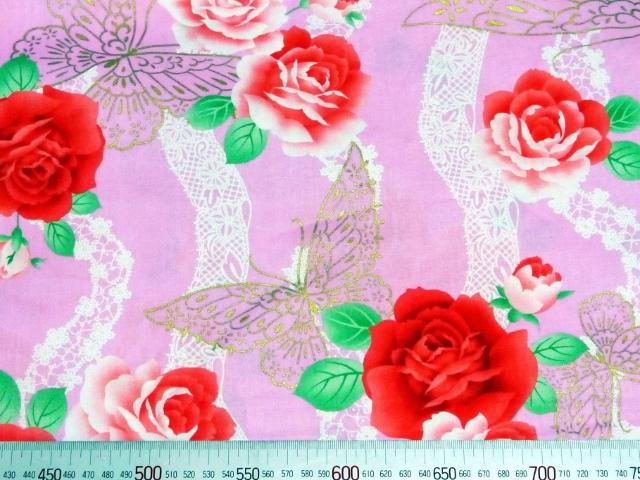 ピンク地 薔薇 蝶 レース柄 生地 50×110 ゴスロリ < ペット/手芸/園芸  ピンク地 薔薇 蝶 レース柄 生地 50×110 ゴスロリ < ペット/手芸/園芸の