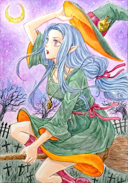 自作イラスト☆オリジナル☆ハロウィンに遅刻しそうな魔女☆ < アニメ/コミック/キャラクター  自作イラスト☆オリジナル☆ハロウィンに遅刻しそうな魔女☆ < アニメ/コミック/キャラクターの