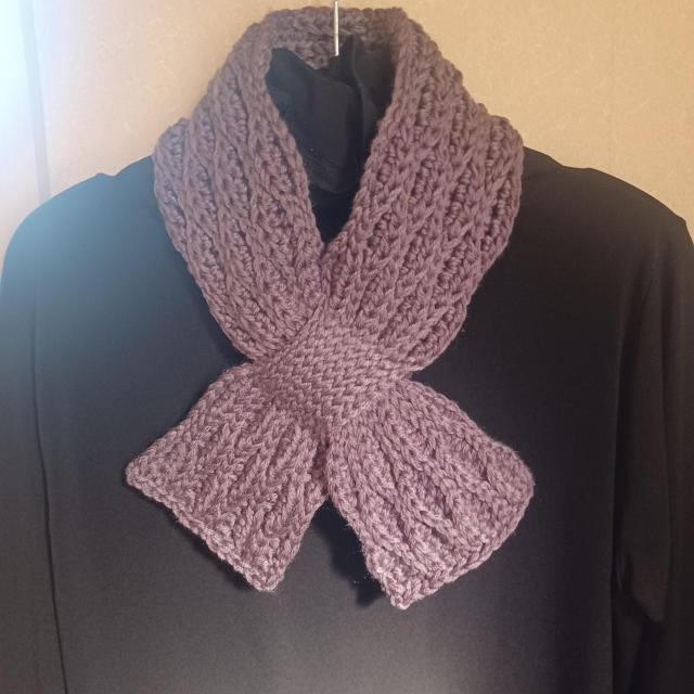 ☆Hand made☆ 葉っぱ模様の差し込みミニマフラー*パープル < ペット/手芸/園芸 ☆Hand made☆ 葉っぱ模様の差し込みミニマフラー*パープル < ペット/手芸/園芸の