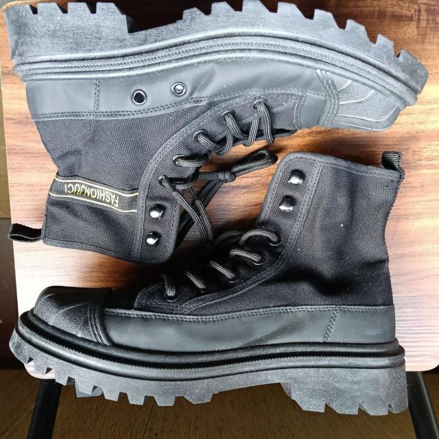 新品 24.5cm レディース ブーツ ブラック 厚底 シューズ ショートブーツ < 女性ファッション  新品 24.5cm レディース ブーツ ブラック 厚底 シューズ ショートブーツ < 女性ファッションの