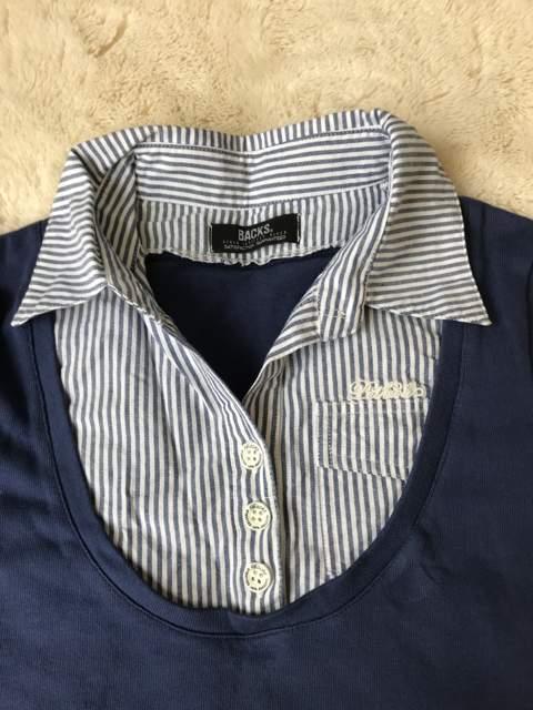 レディース BACKS ブラウス風半袖Tシャツ Mサイズ < ブランド レディース BACKS ブラウス風半袖Tシャツ Mサイズ < ブランドの