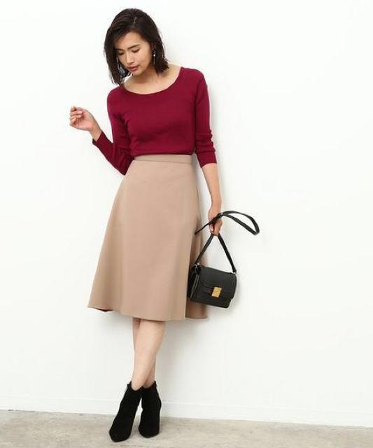 定価16,200円●2weyリバーシブルフレアスカート【新品同様】ROPE'ロペ●レッド赤×ベージュ < ブランド 定価16,200円●2weyリバーシブルフレアスカート【新品同様】ROPE'ロペ●レッド赤×ベージュ < ブランドの