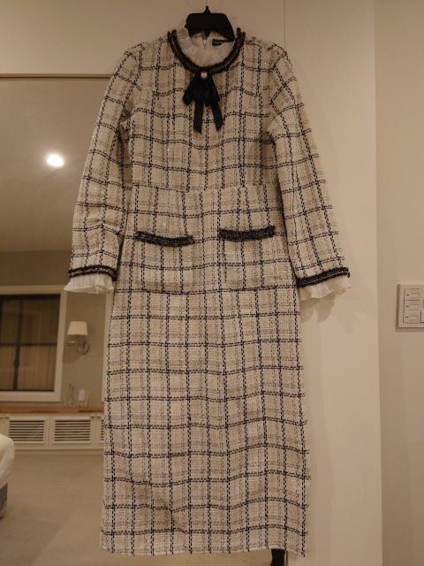 SHEIN 白黒チェック柄 ツイードワンピース膝丈 Мサイズ < 女性ファッション  SHEIN 白黒チェック柄 ツイードワンピース膝丈 Мサイズ  < 女性ファッションの
