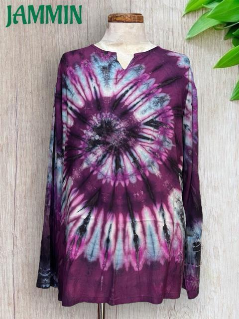 ぐるぐるタイダイクルタ 長袖 エスニック アジアン ヒッピー サイケ < 男性ファッション ぐるぐるタイダイクルタ 長袖 エスニック アジアン ヒッピー サイケ < 男性ファッションの