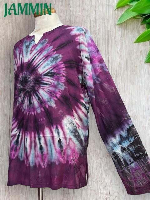 ぐるぐるタイダイクルタ 長袖 エスニック アジアン ヒッピー サイケ < 男性ファッション ぐるぐるタイダイクルタ 長袖 エスニック アジアン ヒッピー サイケ < 男性ファッションの