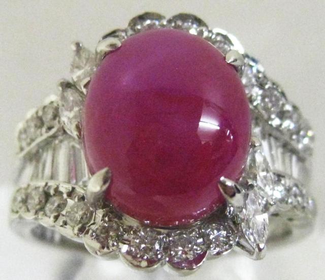 極美品 Pt900プラチナリング スタールビー6.745ct ダイヤ1.13ct < 女性アクセサリー/時計 極美品 Pt900プラチナリング スタールビー6.745ct ダイヤ1.13ct < 女性アクセサリー/時計の