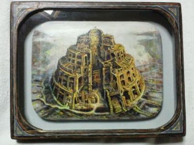 絵画 油彩orアクリル 作者不明『バベルの塔』真作保証 原画 < ホビー 絵画 油彩orアクリル 作者不明『バベルの塔』真作保証 原画 < ホビーの