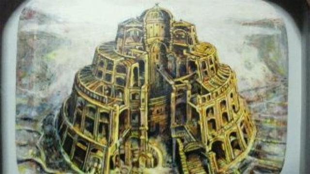 絵画 油彩orアクリル 作者不明『バベルの塔』真作保証 原画 < ホビー 絵画 油彩orアクリル 作者不明『バベルの塔』真作保証 原画 < ホビーの