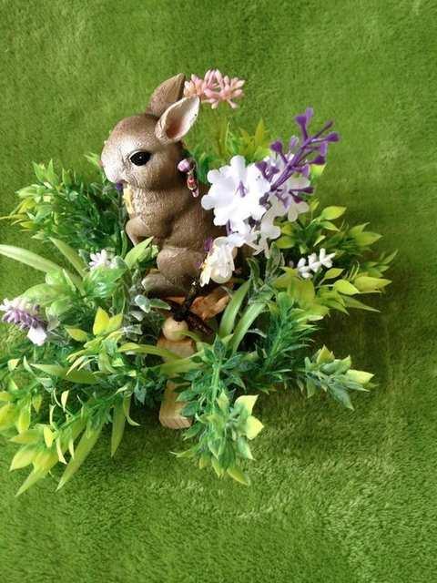 リボンのウサギちゃん 置物♪ ミニチュア 陶器 オブジェ < ペット/手芸/園芸  リボンのウサギちゃん 置物♪ ミニチュア 陶器 オブジェ < ペット/手芸/園芸の