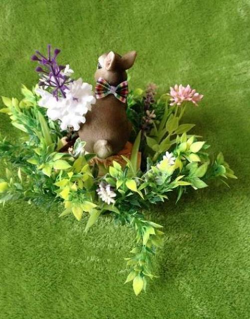 リボンのウサギちゃん 置物♪ ミニチュア 陶器 オブジェ < ペット/手芸/園芸  リボンのウサギちゃん 置物♪ ミニチュア 陶器 オブジェ < ペット/手芸/園芸の