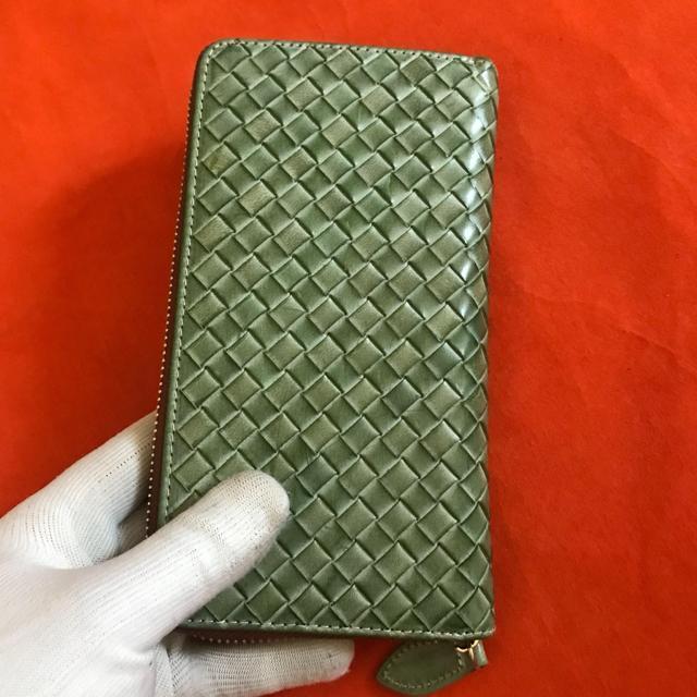 グリーン 緑 ハンドメイド 新品 ブライドレザー ヌメ革/本革 編み込み メンズ財布 長財布  ラウンドファスナー < 男性ファッション  グリーン 緑 ハンドメイド 新品 ブライドレザー ヌメ革/本革 編み込み メンズ財布 長財布  ラウンドファスナー < 男性ファッションの