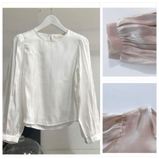 定価4,895円【新品】エレガント サテンブラウス●アイボリー●F●光沢 韓国ファッション < 女性ファッション 定価4,895円【新品】エレガント サテンブラウス●アイボリー●F●光沢 韓国ファッション < 女性ファッションの