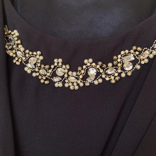 ネイビー ビーズ ビジュー 装飾 ドレープ ノースリーブ ドレス ワンピース M N2m < ブランド ネイビー ビーズ ビジュー 装飾 ドレープ ノースリーブ ドレス ワンピース M N2m < ブランドの