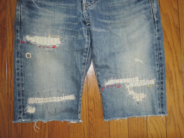 HYSTERIC GLAMOUR ヒステリックグラマー ダメージ加工 デニム ショーツ 30インディゴ ハーフパンツ パッチワーク < ブランド  HYSTERIC GLAMOUR ヒステリックグラマー ダメージ加工 デニム ショーツ 30インディゴ ハーフパンツ パッチワーク < ブランドの