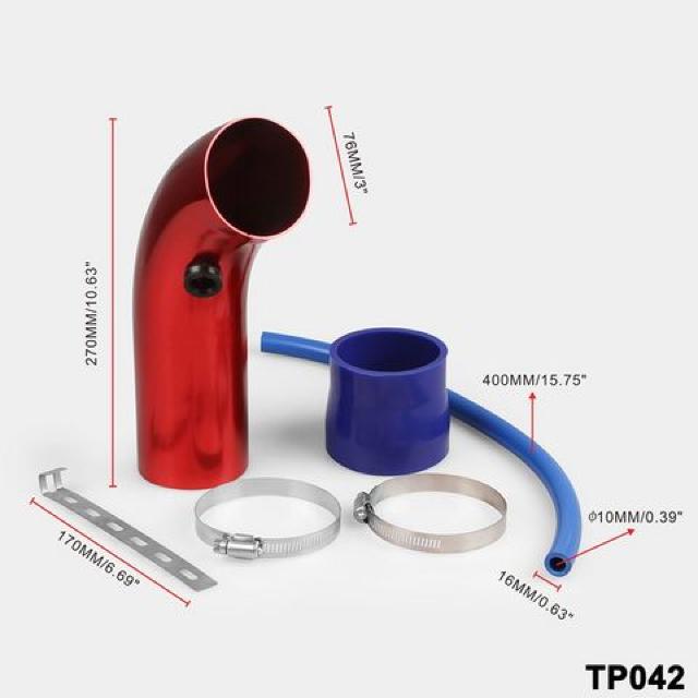 アルミ製エアインテークパイプ エアクリーナー付属 レッド < 自動車/バイク アルミ製エアインテークパイプ エアクリーナー付属 レッド < 自動車/バイク