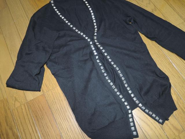 HYSTERIC GLAMOUR ヒステリックグラマー スタッズ カーディガン S 黒 薄手 < ブランド  HYSTERIC GLAMOUR ヒステリックグラマー スタッズ カーディガン S 黒 薄手 < ブランドの