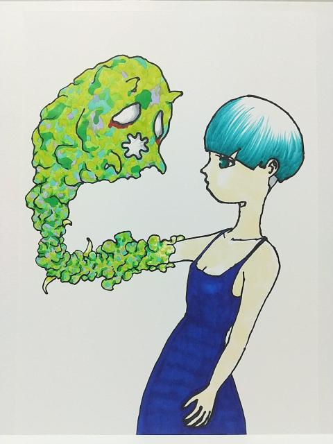 オリジナルイラスト 手描きイラスト モンスター 女の子 ハンドメイド カラー コピック 絵 原画 自作 アナログ アートインテリア < アニメ/コミック/キャラクター  オリジナルイラスト 手描きイラスト モンスター 女の子 ハンドメイド カラー コピック 絵 原画 自作 アナログ アートインテリア  < アニメ/コミック/キャラクターの