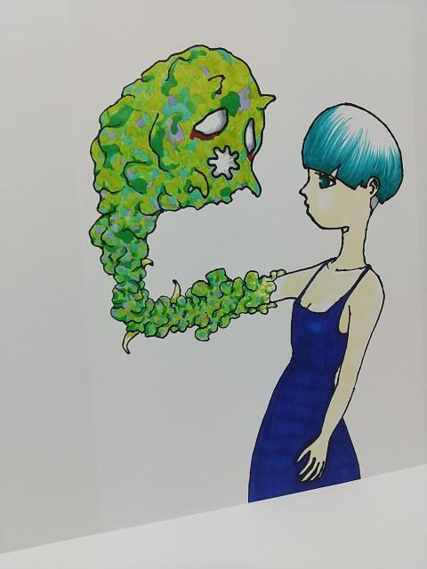 オリジナルイラスト 手描きイラスト モンスター 女の子 ハンドメイド カラー コピック 絵 原画 自作 アナログ アートインテリア < アニメ/コミック/キャラクター  オリジナルイラスト 手描きイラスト モンスター 女の子 ハンドメイド カラー コピック 絵 原画 自作 アナログ アートインテリア < アニメ/コミック/キャラクターの