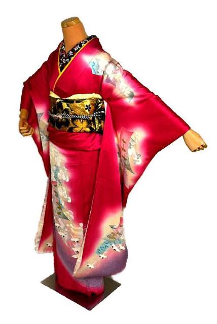 【最高級】美品 金彩 短冊 鶴菊 流水 振袖・袋帯・長襦袢7点セット 身丈168.5cm 裄丈66cm 長さ445cm T3469 < 女性ファッション  【最高級】美品 金彩 短冊 鶴菊 流水 振袖・袋帯・長襦袢7点セット 身丈168.5cm 裄丈66cm 長さ445cm T3469  < 女性ファッションの