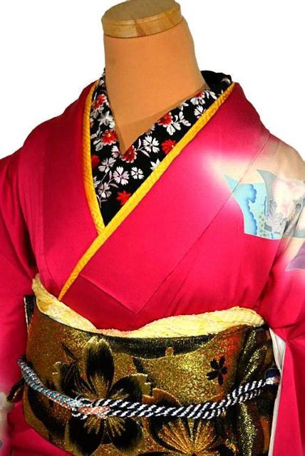 【最高級】美品 金彩 短冊 鶴菊 流水 振袖・袋帯・長襦袢7点セット 身丈168.5cm 裄丈66cm 長さ445cm T3469 < 女性ファッション  【最高級】美品 金彩 短冊 鶴菊 流水 振袖・袋帯・長襦袢7点セット 身丈168.5cm 裄丈66cm 長さ445cm T3469 < 女性ファッションの