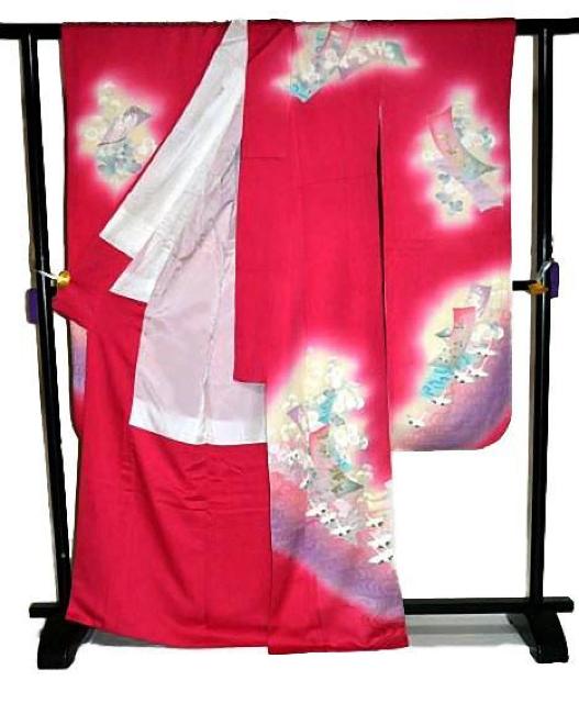 【最高級】美品 金彩 短冊 鶴菊 流水 振袖・袋帯・長襦袢7点セット 身丈168.5cm 裄丈66cm 長さ445cm T3469 < 女性ファッション  【最高級】美品 金彩 短冊 鶴菊 流水 振袖・袋帯・長襦袢7点セット 身丈168.5cm 裄丈66cm 長さ445cm T3469 < 女性ファッションの