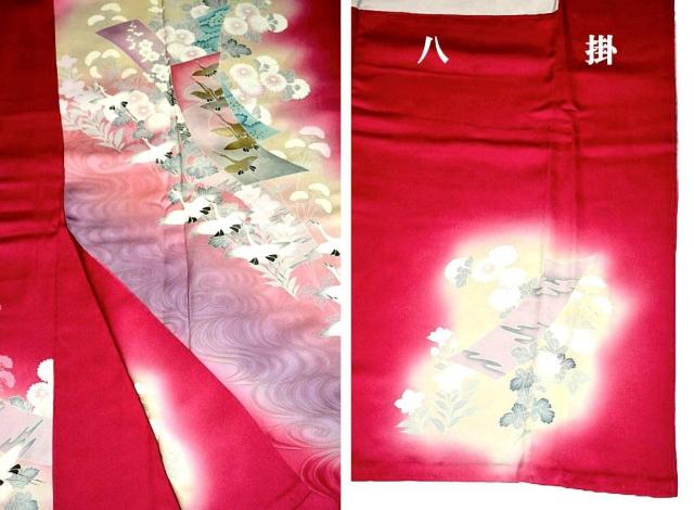 【最高級】美品 金彩 短冊 鶴菊 流水 振袖・袋帯・長襦袢7点セット 身丈168.5cm 裄丈66cm 長さ445cm T3469 < 女性ファッション  【最高級】美品 金彩 短冊 鶴菊 流水 振袖・袋帯・長襦袢7点セット 身丈168.5cm 裄丈66cm 長さ445cm T3469 < 女性ファッションの
