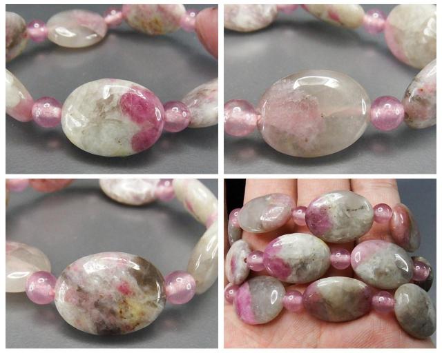 レア品2Aピンクトルマリン楕円天然石ブレスレット魅力生命力 < 女性アクセサリー/時計  レア品2Aピンクトルマリン楕円天然石ブレスレット魅力生命力 < 女性アクセサリー/時計の