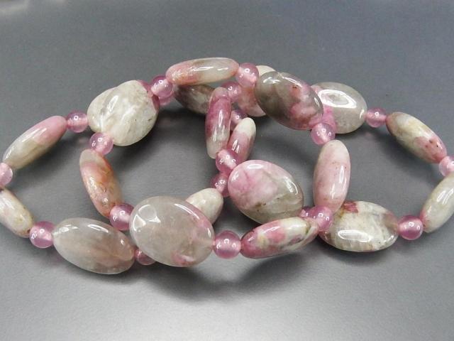 レア品2Aピンクトルマリン楕円天然石ブレスレット魅力生命力 < 女性アクセサリー/時計  レア品2Aピンクトルマリン楕円天然石ブレスレット魅力生命力 < 女性アクセサリー/時計の