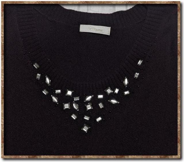 三共生興 飾り付きカシミヤ100%7分袖ニット < 女性ファッション 三共生興 飾り付きカシミヤ100%7分袖ニット < 女性ファッションの