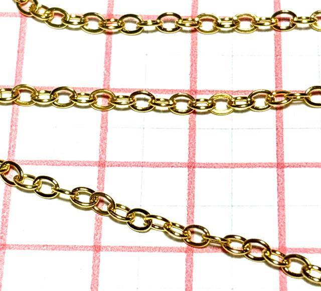 C022 ネックレス用 ゴールド金色チェーン ★1メートル ★幅約2ミリ < ペット/手芸/園芸 C022 ネックレス用 ゴールド金色チェーン ★1メートル ★幅約2ミリ < ペット/手芸/園芸の
