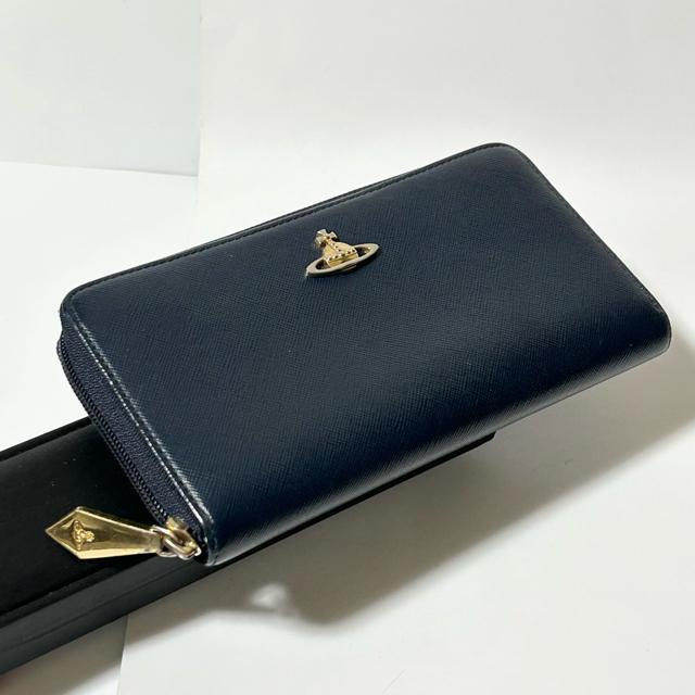 Vivienne Westwood ヴィヴィアン・ウエストウッド サフィアーノ レザー ラウンドファスナー 長財布 ネイビー < ブランド Vivienne Westwood ヴィヴィアン・ウエストウッド サフィアーノ レザー ラウンドファスナー 長財布 ネイビー < ブランドの