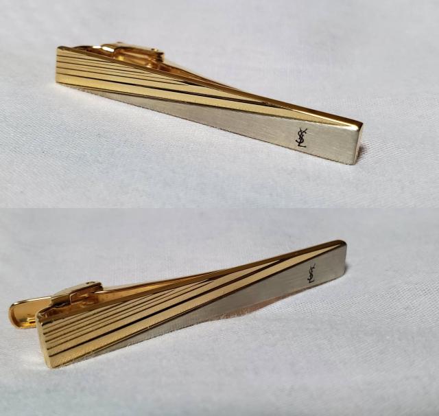 正規レア イヴサンローラン ヴィンテージ YSLロゴ シャイニーコンビ ネクタイピン タイクリップ タイ留め クラシック < ブランド  正規レア イヴサンローラン ヴィンテージ YSLロゴ シャイニーコンビ ネクタイピン タイクリップ タイ留め クラシック < ブランドの