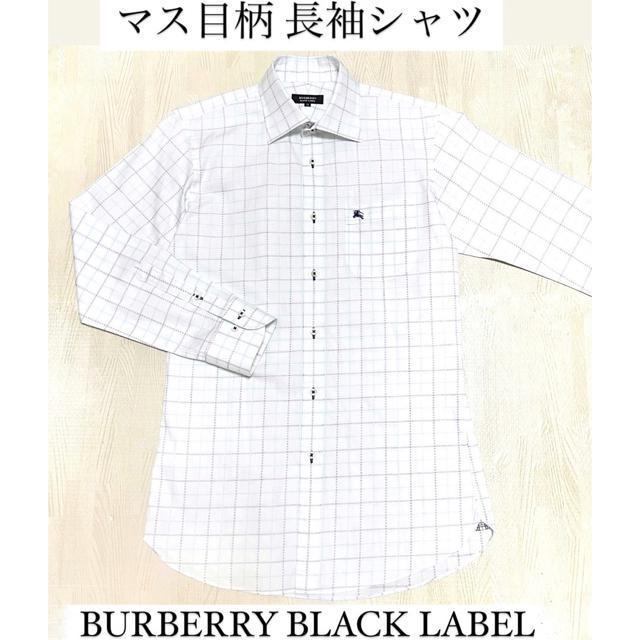 【美品】マス目柄 長袖シャツ/M/白/BURBERRY BLACK LABEL/コットン100% < 男性ファッション  【美品】マス目柄 長袖シャツ/M/白/BURBERRY BLACK LABEL/コットン100%  < 男性ファッションの