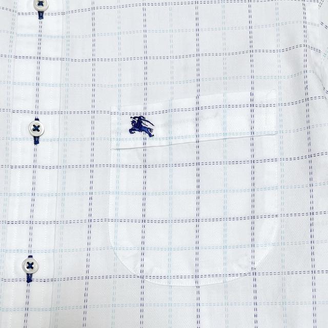 【美品】マス目柄 長袖シャツ/M/白/BURBERRY BLACK LABEL/コットン100% < 男性ファッション  【美品】マス目柄 長袖シャツ/M/白/BURBERRY BLACK LABEL/コットン100% < 男性ファッションの