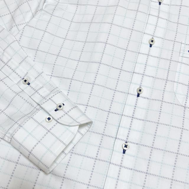 【美品】マス目柄 長袖シャツ/M/白/BURBERRY BLACK LABEL/コットン100% < 男性ファッション  【美品】マス目柄 長袖シャツ/M/白/BURBERRY BLACK LABEL/コットン100% < 男性ファッションの