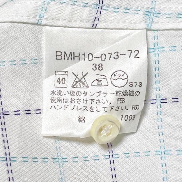 【美品】マス目柄 長袖シャツ/M/白/BURBERRY BLACK LABEL/コットン100% < 男性ファッション  【美品】マス目柄 長袖シャツ/M/白/BURBERRY BLACK LABEL/コットン100% < 男性ファッションの