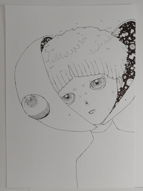 オリジナルイラスト 手描きイラスト グレイ ハンドメイド 絵 モノクロ アナログ 宇宙人 GREY アート 原画 自作 白黒 < アニメ/コミック/キャラクター  オリジナルイラスト 手描きイラスト グレイ ハンドメイド 絵 モノクロ アナログ 宇宙人 GREY アート 原画 自作 白黒 < アニメ/コミック/キャラクターの