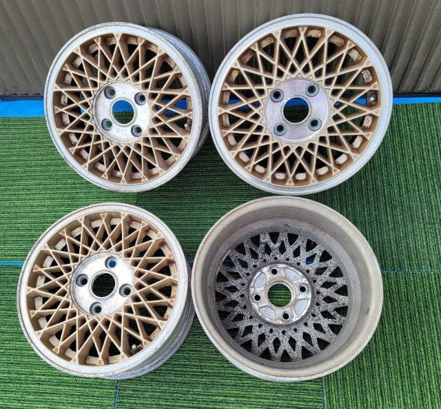 当時物☆日産 純正 アルミ 15インチ 6.0J +45 PCD114.3 4H φ66mm ホイールのみ 4本セット ランエボ1 < 自動車/バイク 当時物☆日産 純正 アルミ 15インチ 6.0J +45 PCD114.3 4H φ66mm ホイールのみ 4本セット ランエボ1 < 自動車/バイク