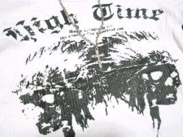 《New》ネックレス付★スカル*インディアン・スタッズ&テレコ.ロンTee<ホワイトL> < 男性ファッション  《New》ネックレス付★スカル*インディアン・スタッズ&テレコ.ロンTee<ホワイトL> < 男性ファッションの