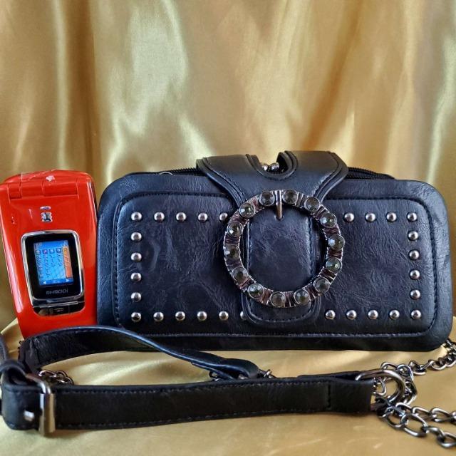 込み★ゴシックスタイルチェーン&ラインストーン2wayバッグ★黒★ < 女性ファッション  込み★ゴシックスタイルチェーン&ラインストーン2wayバッグ★黒★ < 女性ファッションの