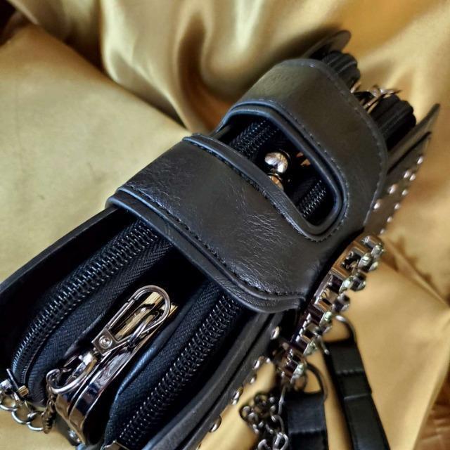 込み★ゴシックスタイルチェーン&ラインストーン2wayバッグ★黒★ < 女性ファッション  込み★ゴシックスタイルチェーン&ラインストーン2wayバッグ★黒★ < 女性ファッションの