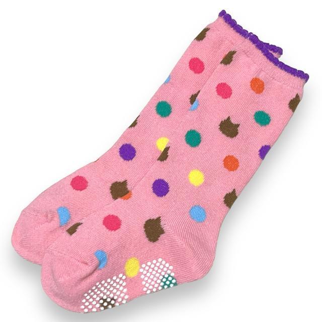 【新品/9〜15cm】猫×ドット柄ソックス☆2足セット/ピンク < キッズ/ベビー  【新品/9〜15cm】猫×ドット柄ソックス☆2足セット/ピンク < キッズ/ベビーの