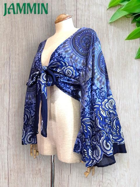 アジアン紋様柄フレア袖ボレロ アジアン ヒッピー ベリーダンス エスニック チョリ < 女性ファッション アジアン紋様柄フレア袖ボレロ アジアン ヒッピー ベリーダンス エスニック チョリ < 女性ファッションの