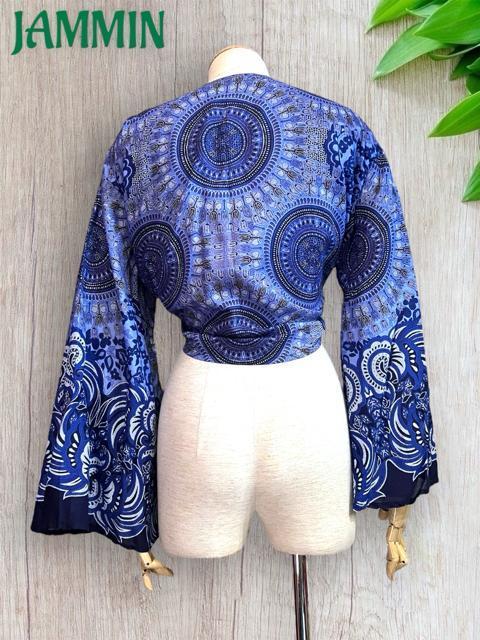 アジアン紋様柄フレア袖ボレロ アジアン ヒッピー ベリーダンス エスニック チョリ < 女性ファッション アジアン紋様柄フレア袖ボレロ アジアン ヒッピー ベリーダンス エスニック チョリ < 女性ファッションの