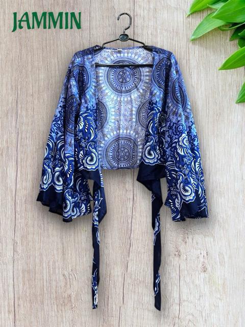 アジアン紋様柄フレア袖ボレロ アジアン ヒッピー ベリーダンス エスニック チョリ < 女性ファッション アジアン紋様柄フレア袖ボレロ アジアン ヒッピー ベリーダンス エスニック チョリ < 女性ファッションの