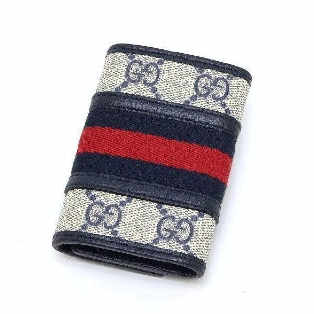 ◆ 本物 美品 ◆ GUCCI グッチ オフィディア 6連キーケース ウェブ シェリー ネイビー 保存袋 箱 人気 603732 < ブランド  ◆ 本物 美品 ◆ GUCCI グッチ オフィディア 6連キーケース ウェブ シェリー ネイビー 保存袋 箱 人気 603732 < ブランドの