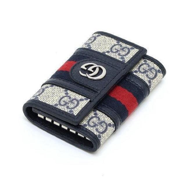 ◆ 本物 美品 ◆ GUCCI グッチ オフィディア 6連キーケース ウェブ シェリー ネイビー 保存袋 箱 人気 603732 < ブランド  ◆ 本物 美品 ◆ GUCCI グッチ オフィディア 6連キーケース ウェブ シェリー ネイビー 保存袋 箱 人気 603732 < ブランドの